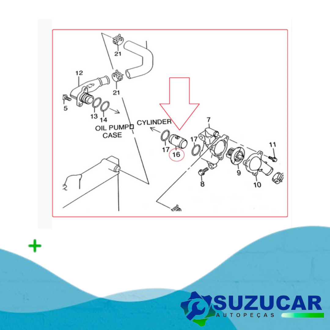 CANO DAGUA PEQUENO SAIDA BOMBA DAGUA JIMNY 1.3 16V APÓS 2000