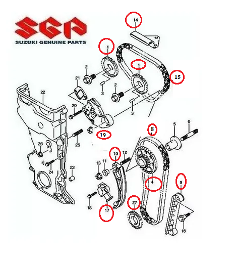 KIT DE CORRENTE TRACKER TODOS ATÉ 2009 / GRAND VITARA 2.0 ATÉ 2004 C / ENGRENAGEM ORIGNAL COMPLETO