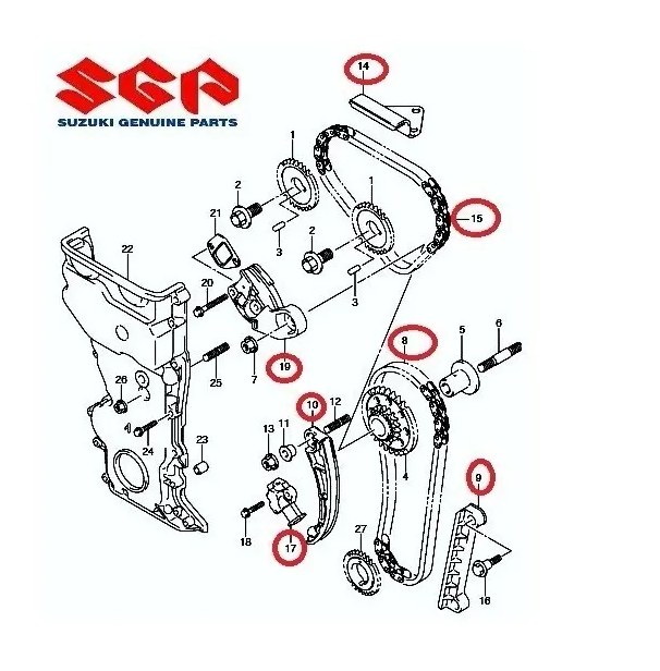Kit de Corrente Parcial  Tracker 2.0 16V Gasolina Até 2009 / Grand Vitara 2.0 16v Até 2004 (ORIGINAL)